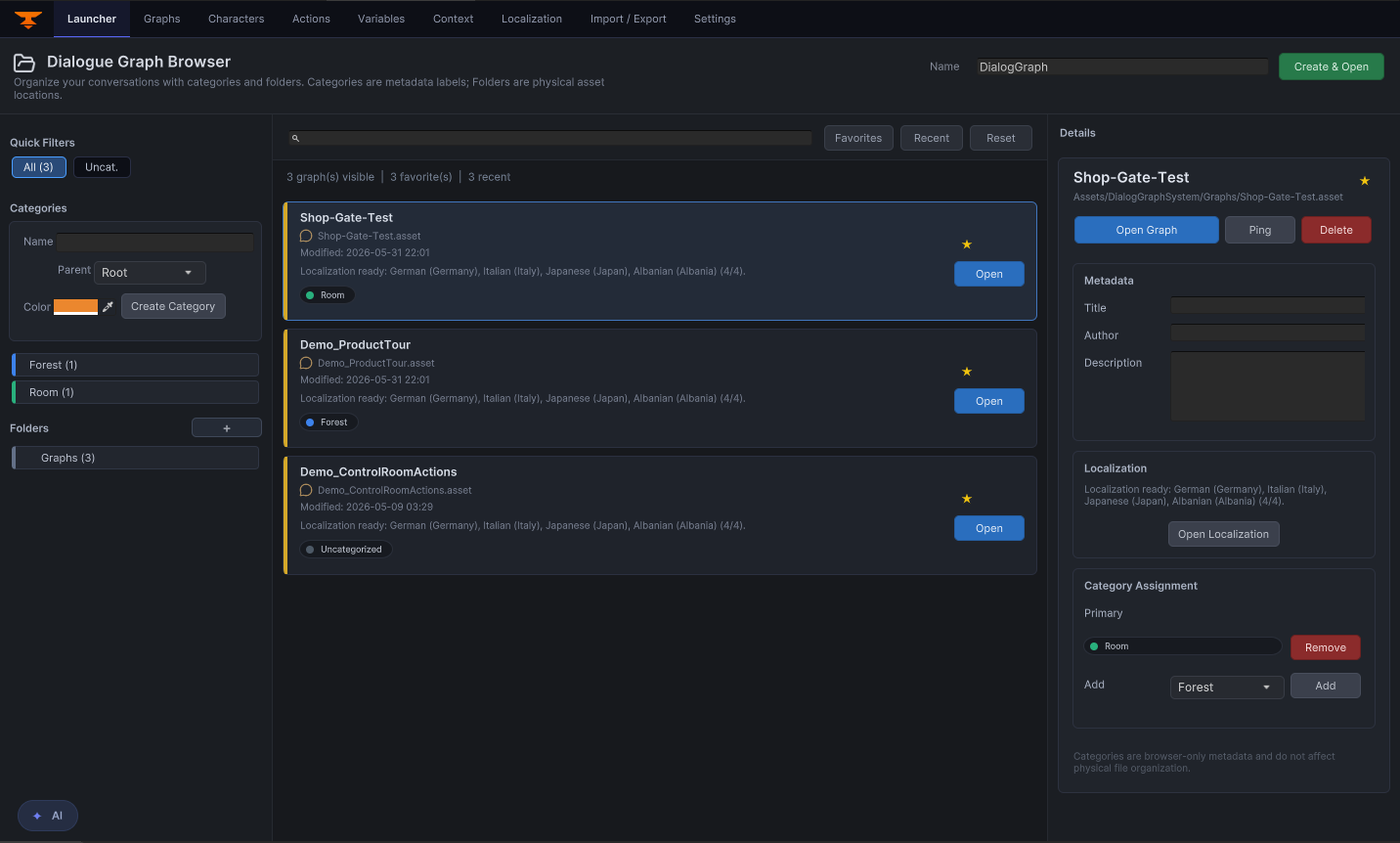 Current Dialogue Graph System launcher